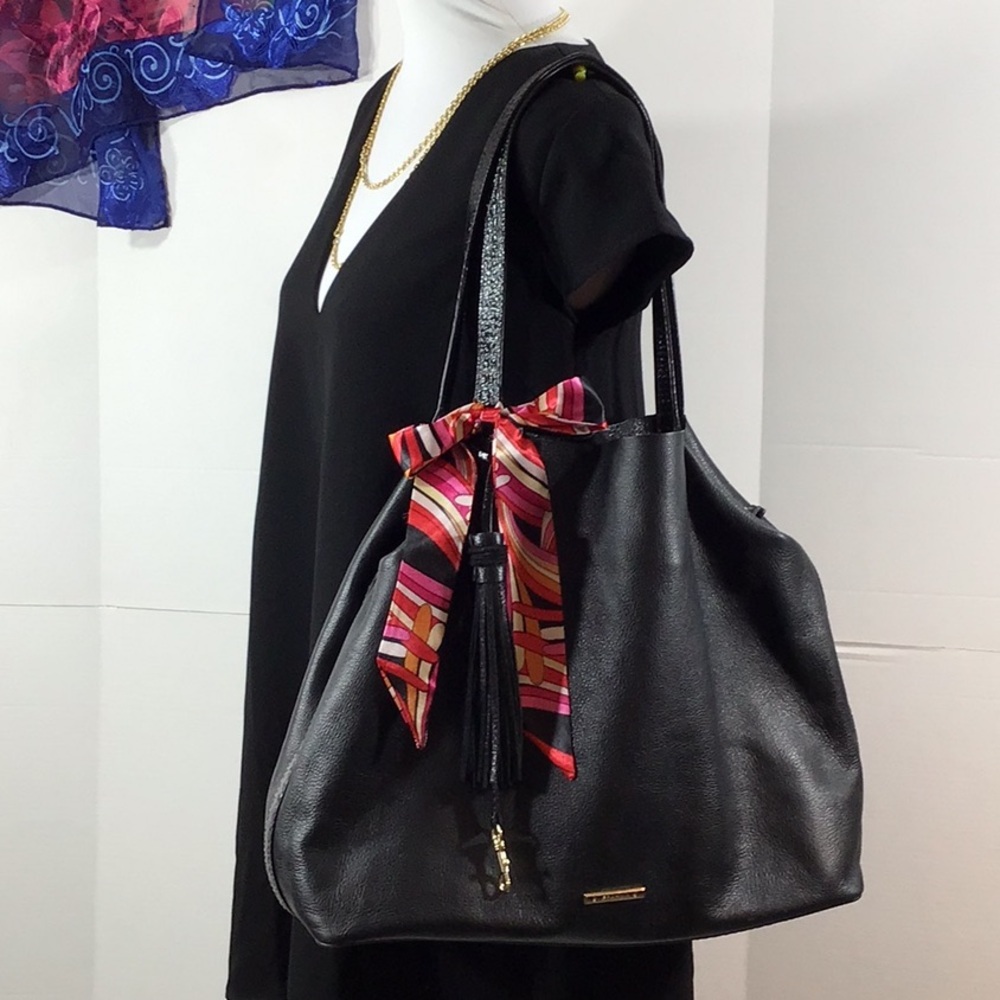 Brahmin Dakota Holmes black leather bucket bag NWT